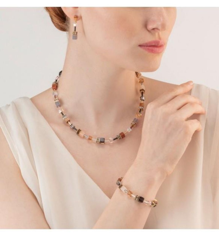 Gioielli COEUR DE LION | Collana Geo Cube Marrone