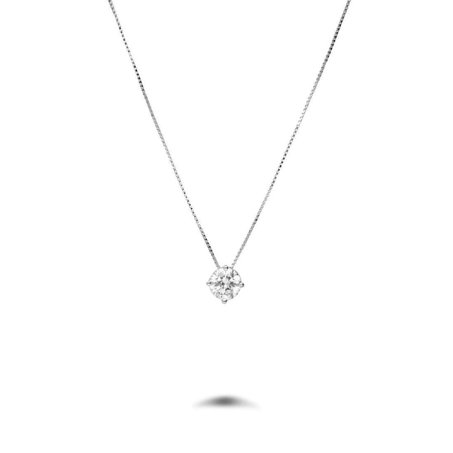 Classici Con Diamanti Naturali ALFIERI & ST. JOHN | Collana Punto Luce In Oro Bianco Con Diamanti Ct. 0,85