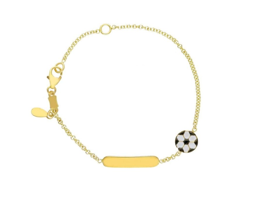 Orologi ORO&CO | Bracciale Bimbo In Oro Con Pallone E Targhetta