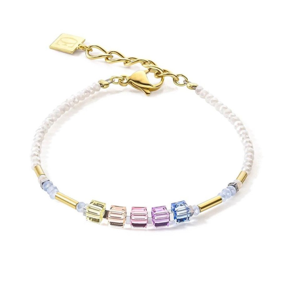 Gioielli COEUR DE LION | Bracciale Geo Cube Azzurro