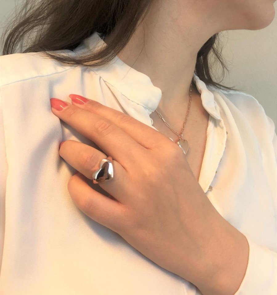 Gioielli CUORI MILANO | Anello Design In Argento Rosato Con Cuore