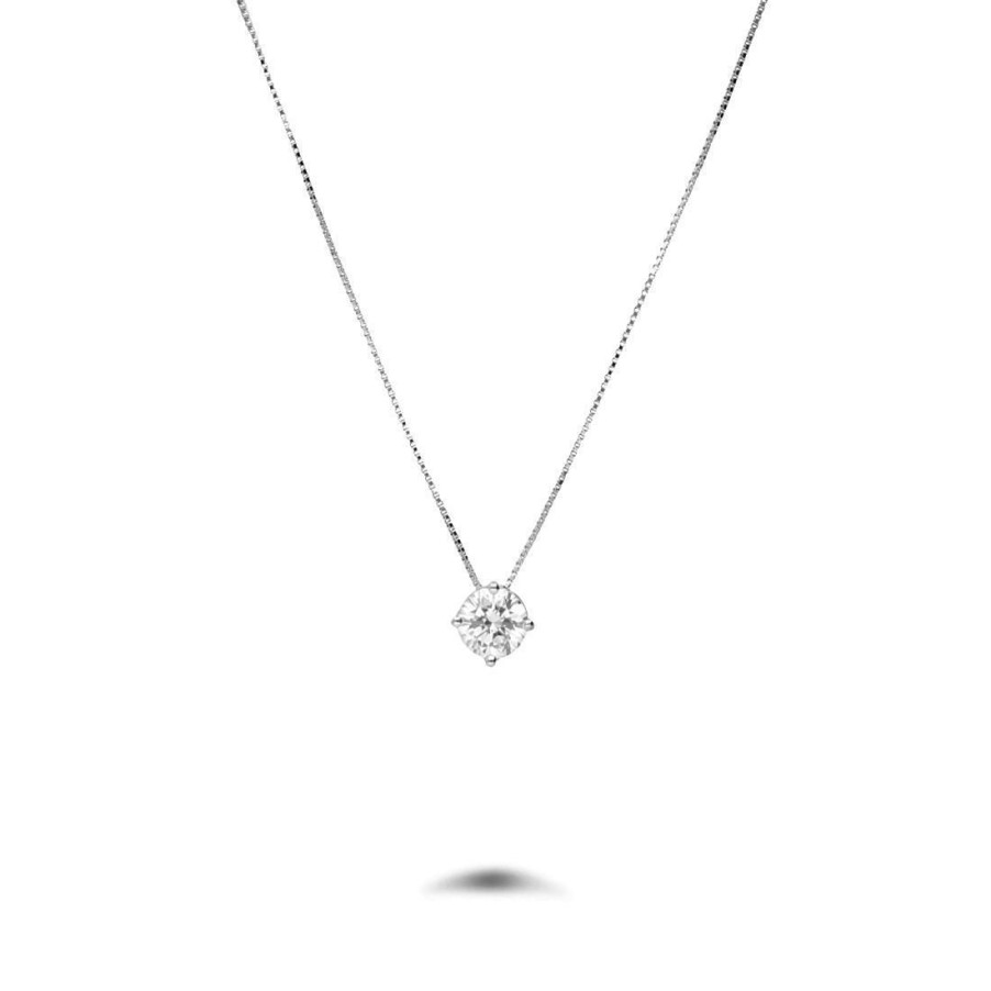 Classici Con Diamanti Naturali ALFIERI & ST. JOHN | Collana Punto Luce In Oro E Diamante Ct. 0,15