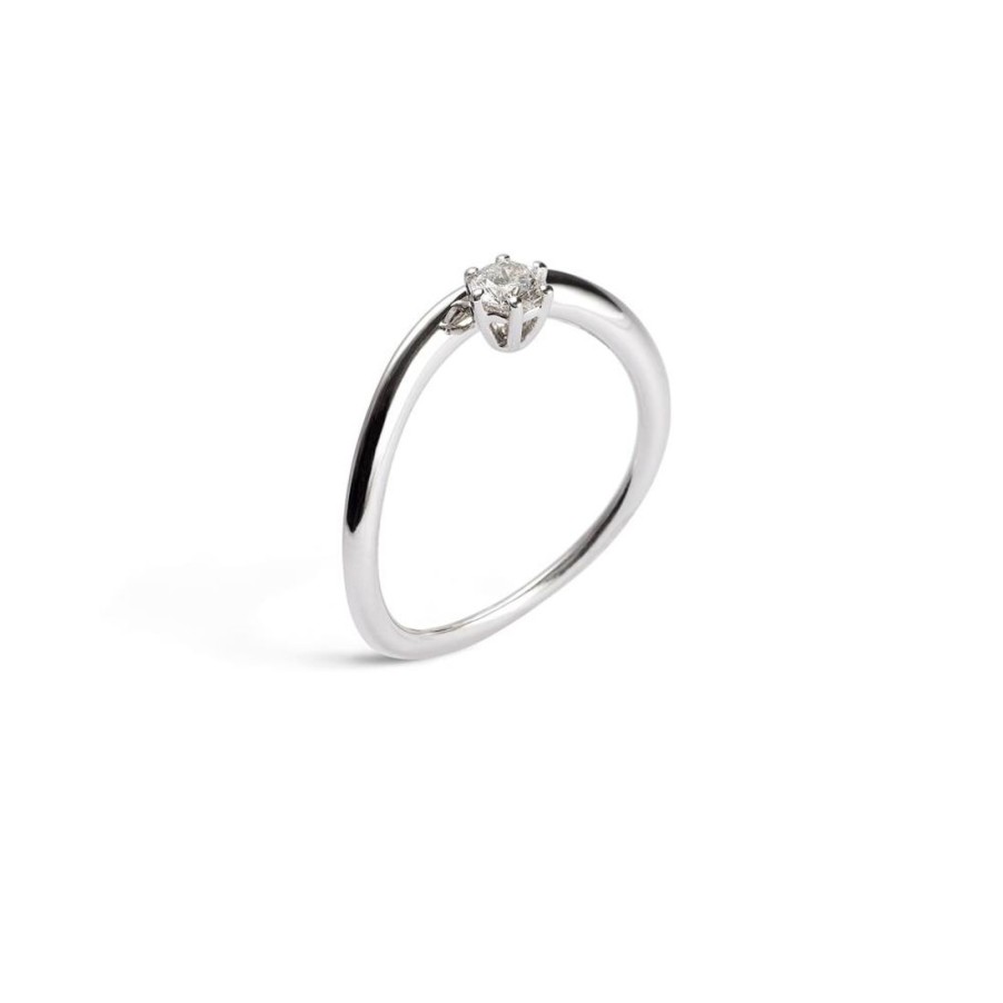 Classici Con Diamanti Naturali ALFIERI & ST. JOHN | Anello Solitario In Orocon Diamante Ct. 0,18