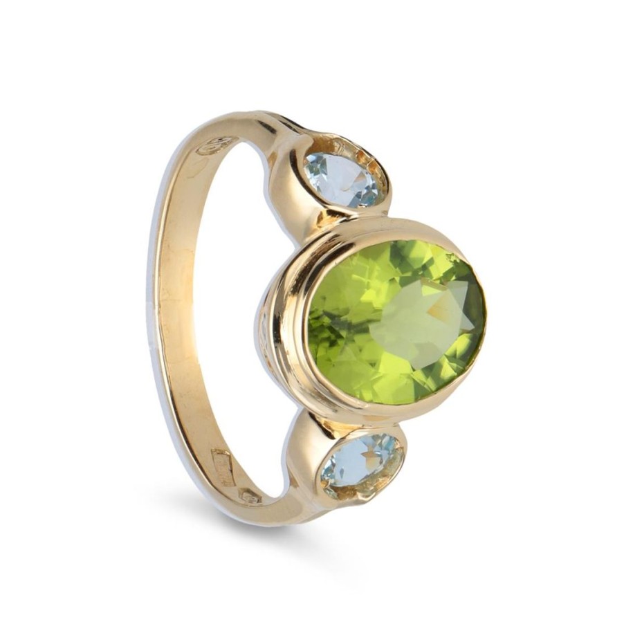 Gioielli STANOPPI | Anello In Oro Giallo Con Peridoto E Topazio Azzurro