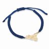 Gioielli MY SICILY | Bracciale In Nylon Color Blu E Simbolo Sicilia In Argento Dorato