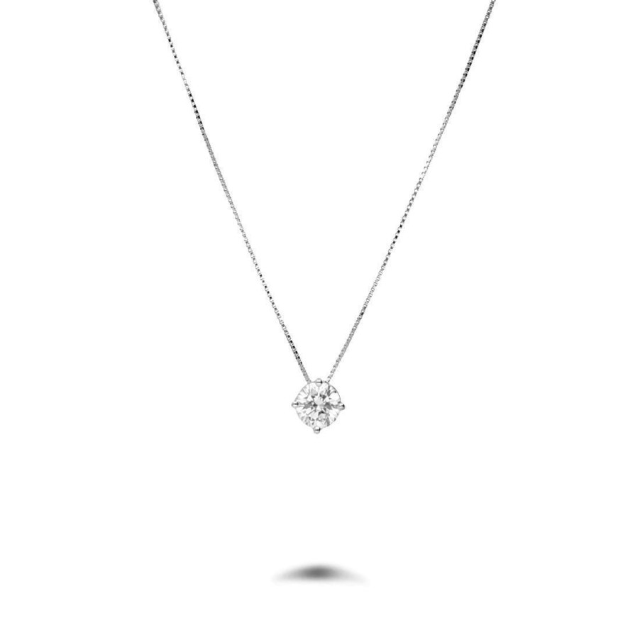 Classici Con Diamanti Naturali ALFIERI & ST. JOHN | Collana Punto Luce In Oro Bianco Con Diamanti Ct. 0,93