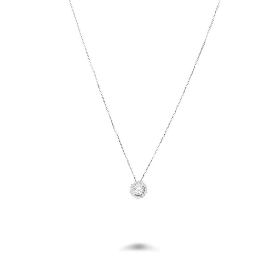 Classici Con Diamanti Naturali ALFIERI & ST. JOHN | Collana Punto Luce In Oro E Pave Di Diamanti Ct. 0,15