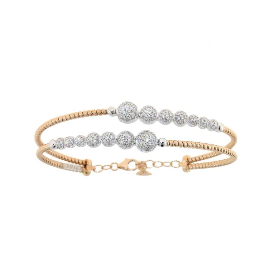 Gioielli GOLD ART | Bracciale In Oro Rosa E Oro Bianco Con Diamanti