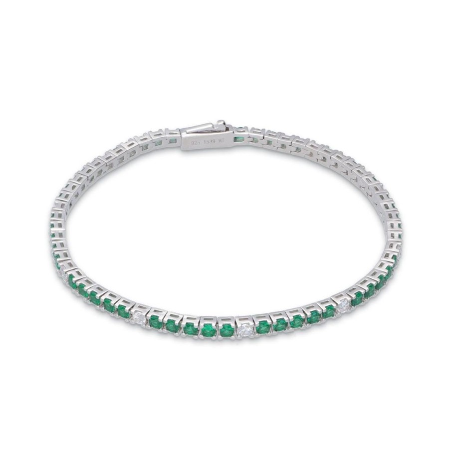 Gioielli ALFIERI & ST. JOHN 925 | Bracciale Tennis Armonia Zirconi Verdi E Bianchi