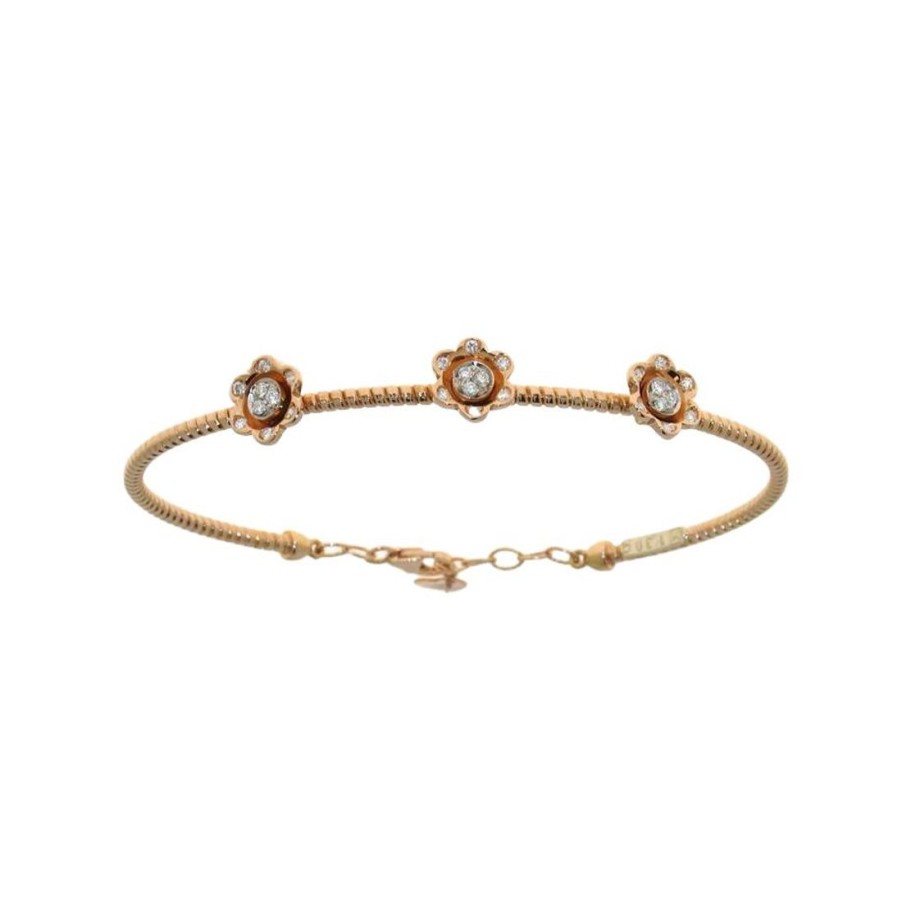 Gioielli GOLD ART | Bracciale In Oro Rosa E Oro Bianco Con Diamanti