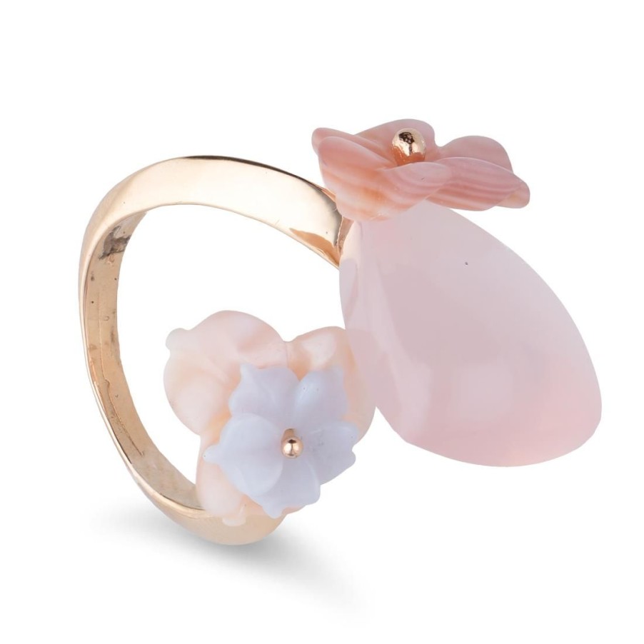 Gioielli STANOPPI | Anello In Oro Rosacon Mop Colorata E Quarzo Rosa