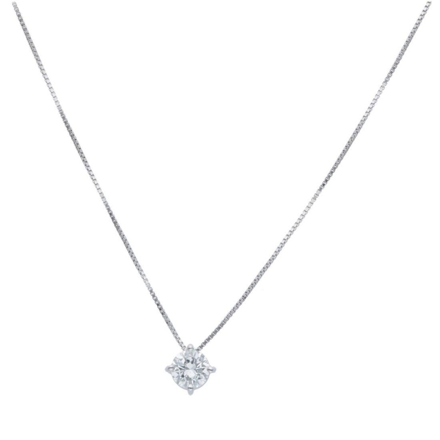 Classici Con Diamanti Naturali ALFIERI & ST. JOHN | Collana Punto Luce In Oro Bianco Con Diamanti Ct. 0,50