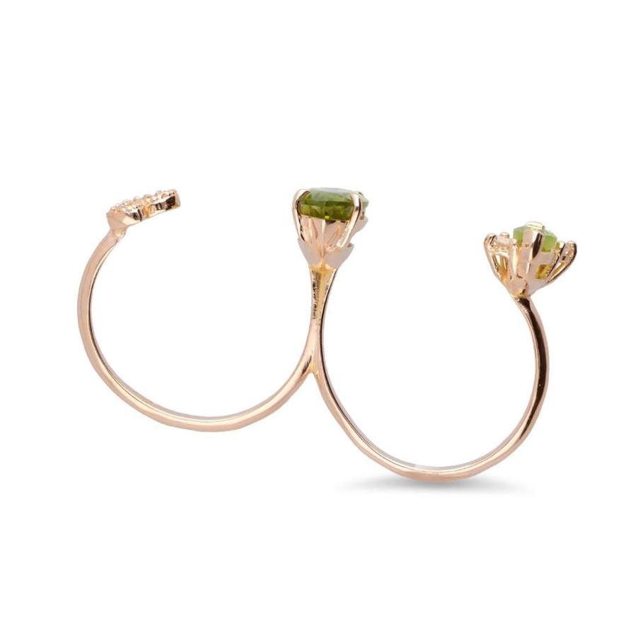 Gioielli STANOPPI | Anello In Oro Con Peridoto E Diamanti Ct 0.06