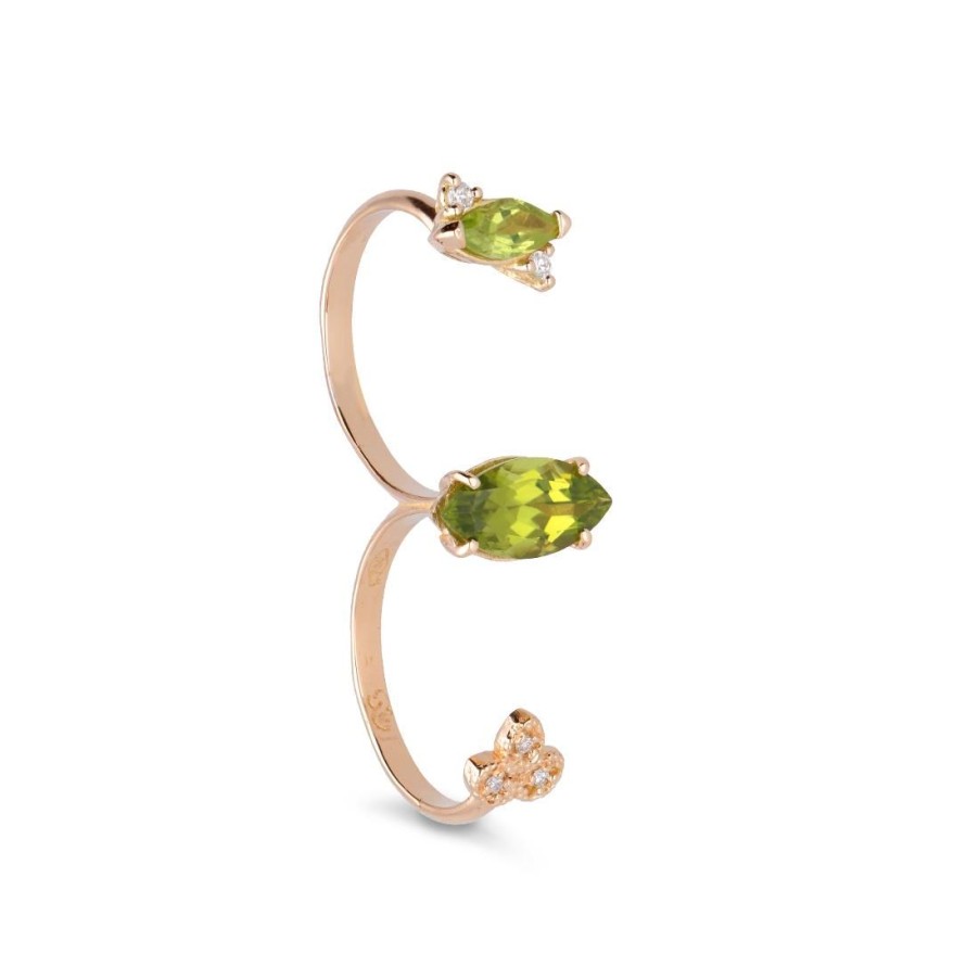 Gioielli STANOPPI | Anello In Oro Con Peridoto E Diamanti Ct 0.06