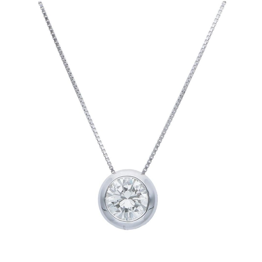 Classici Con Diamanti Naturali ALFIERI & ST. JOHN | Collana Punto Luce In Oro Bianco Con Diamanti Ct. 0,92