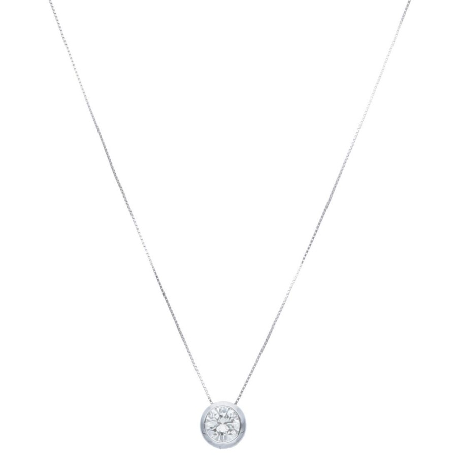 Classici Con Diamanti Naturali ALFIERI & ST. JOHN | Collana Punto Luce In Oro Bianco Con Diamanti Ct. 0,92