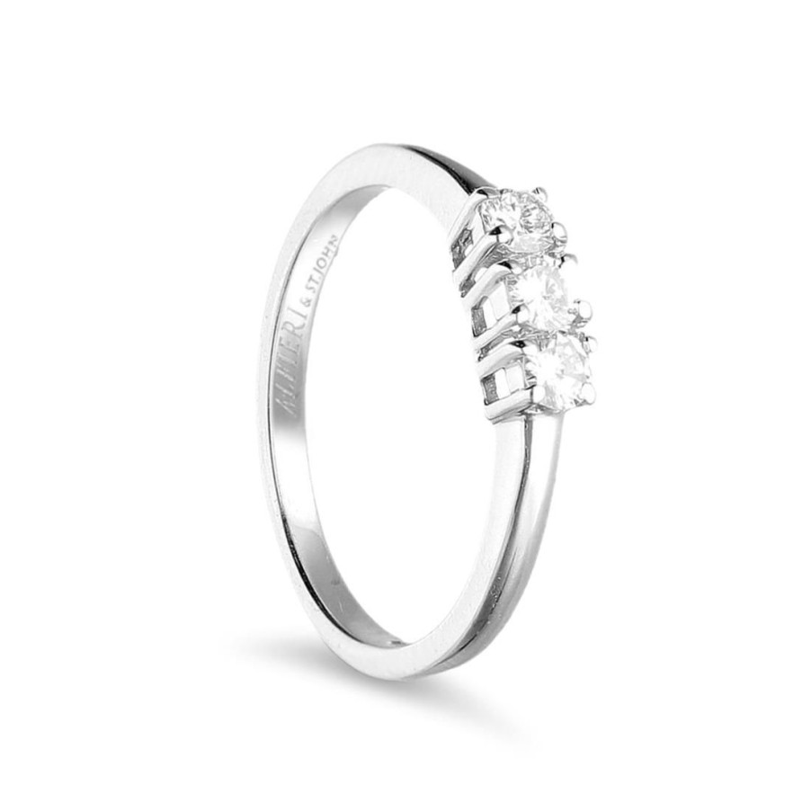 Classici Con Diamanti Naturali ALFIERI & ST. JOHN | Anello Trilogy In Orocon Diamanti Ct. 0,30