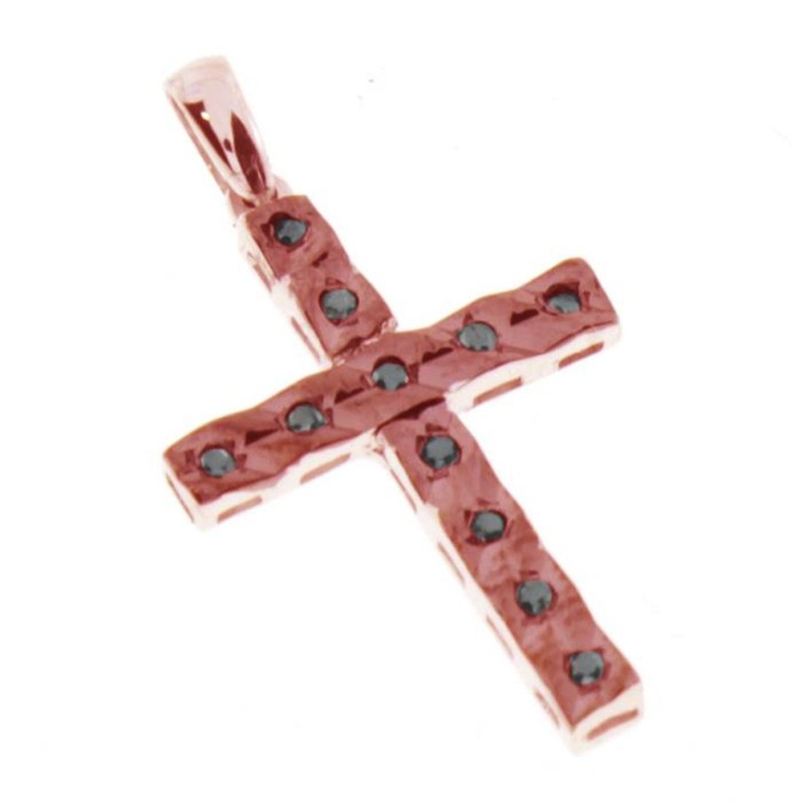 Gioielli BLISS | Pendente In Oro Rosa Con Diamanti Neri Ct 0,06