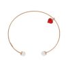 Gioielli CUORI MILANO | Bracciale Semirigido Bangle Space Pearl In Argento Rosato Con Perle