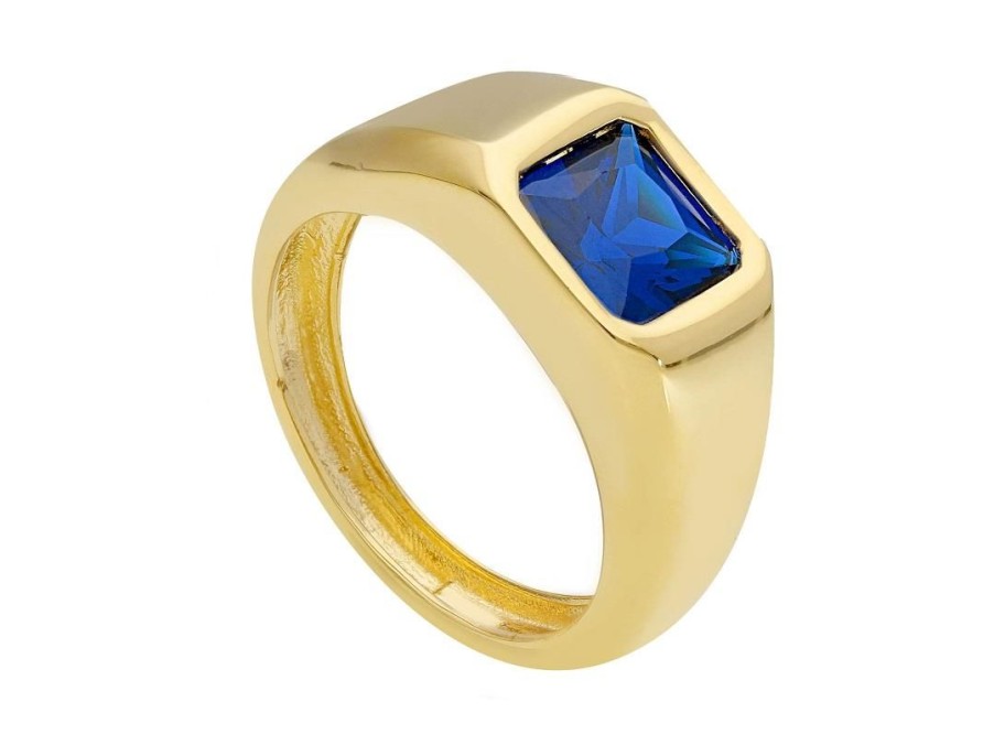 Gioielli ORO&CO | Anello Chevalier In Oro Con Pietra Blu