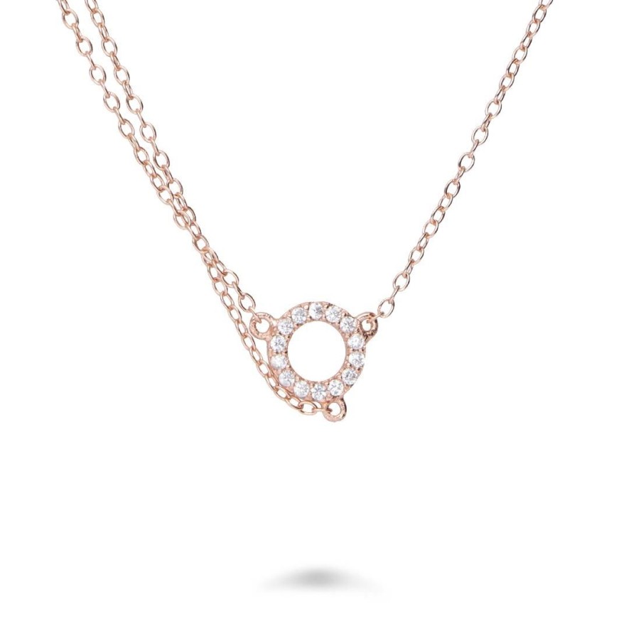 Gioielli ORO&CO 925 | Collana Argento Rosato Pendente A Cerchio Concentrico