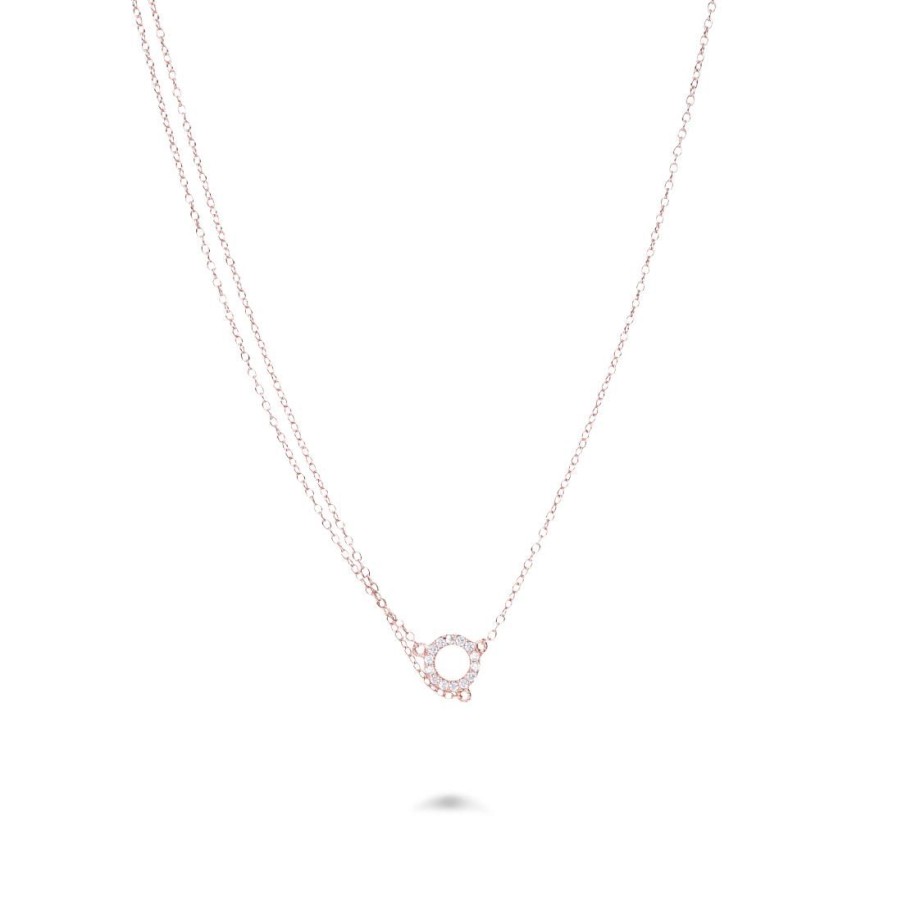 Gioielli ORO&CO 925 | Collana Argento Rosato Pendente A Cerchio Concentrico