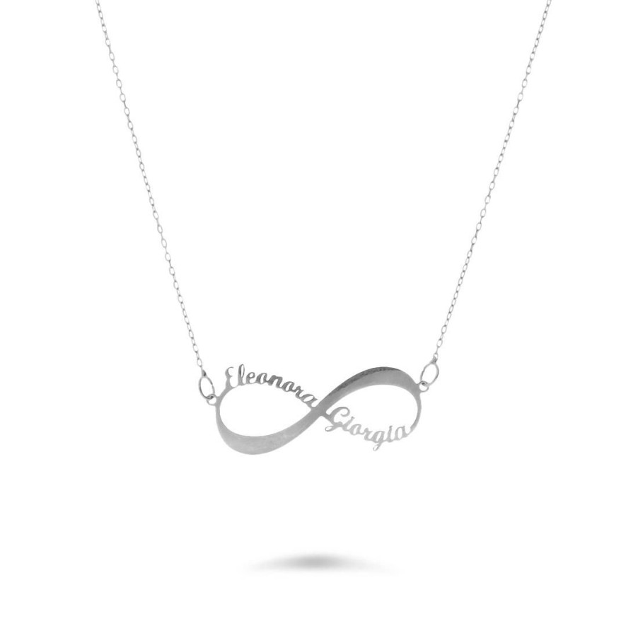 Gioielli ORO&CO | Collana In Oro Bianco 18Kt Con Infinito E Nomi