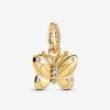 Gioielli PANDORA | Charm Pendente Shine In Lega Metallica Placcato Oro 16Kt Con Farlalla E Zirconi