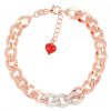 Gioielli CUORI MILANO | Bracciale Kiss&Link In Argento E Zirconi Bianchi Da 19Cm