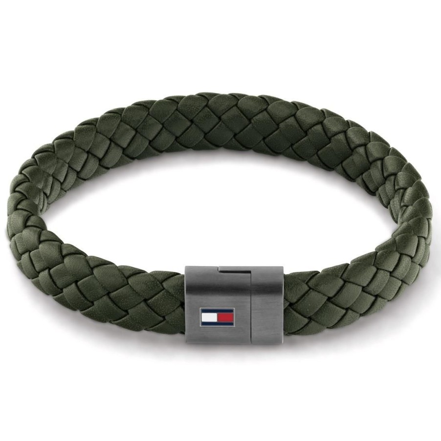 Gioielli TOMMY HILFIGER | Bracciale Uomo In Pelle Verde