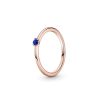 Gioielli PANDORA | Anello Solitario Colours In Lega Metallica Placcata Oro Rosa 14Kt Con Zircone Blu