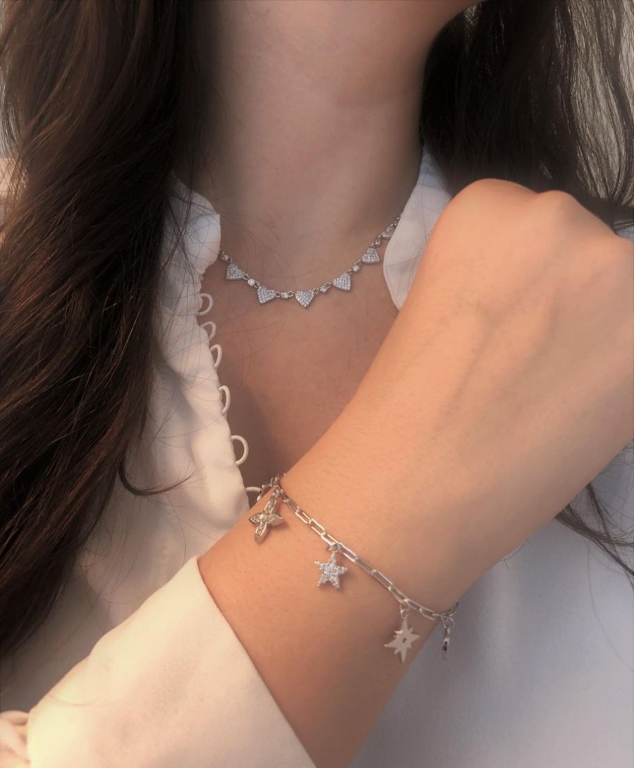 Gioielli CUORI MILANO | Bracciale Design In Argento Con Zirconi