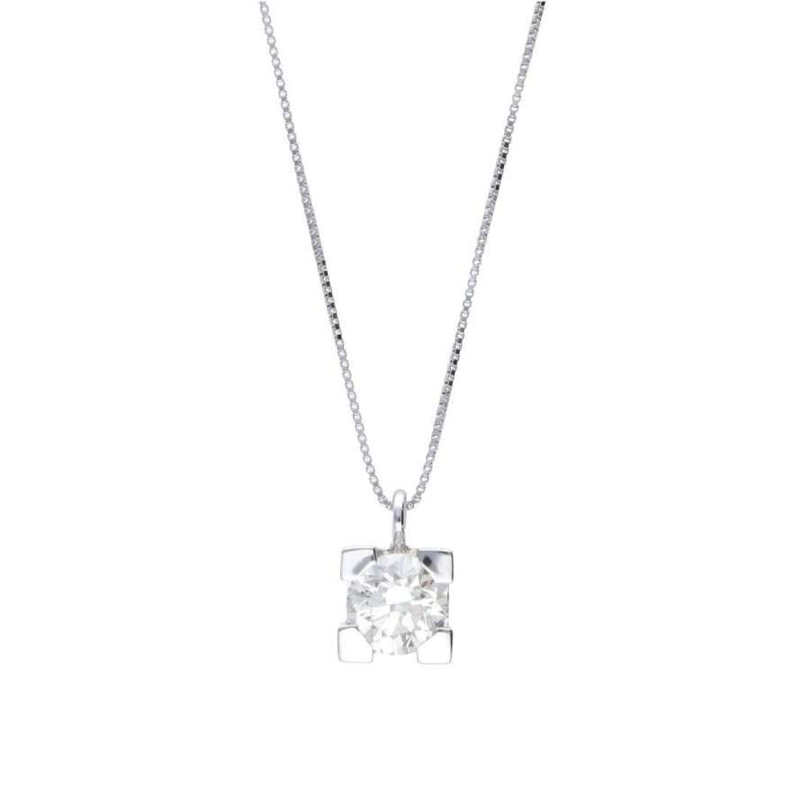 Classici Con Diamanti Naturali ALFIERI & ST. JOHN | Collana Punto Luce In Oro Bianco Con Diamanti Ct. 1,10