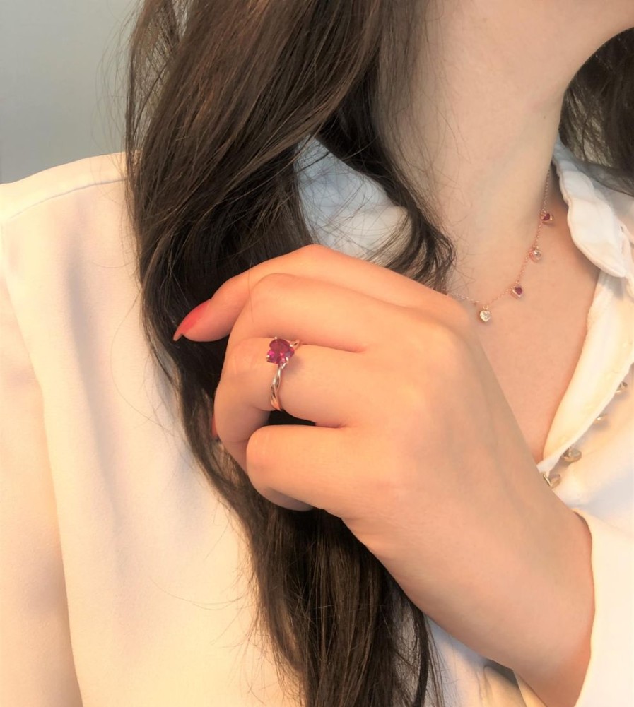 Gioielli CUORI MILANO | Anello In Argento Rosato Con Zircone