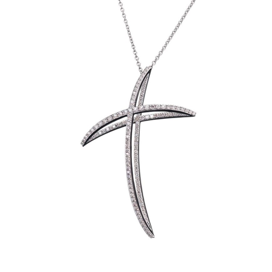 Gioielli ALFIERI & ST. JOHN | Collana A Croce In Orocon Diamanti Ct 2,22