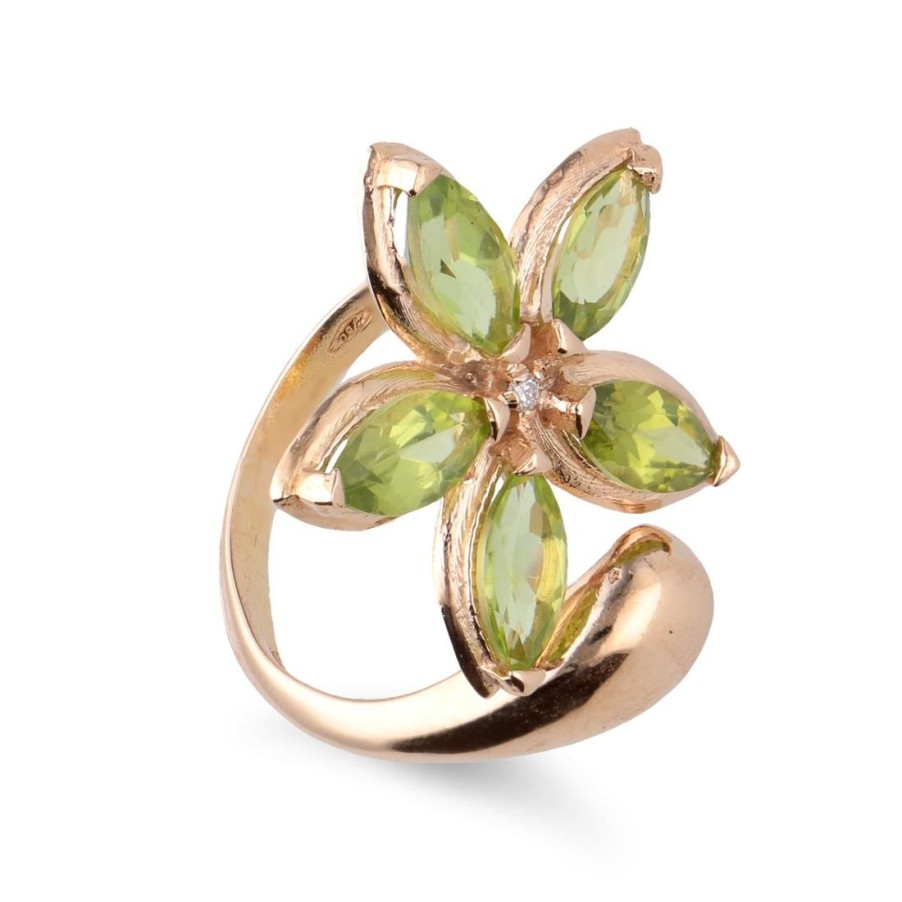 Gioielli STANOPPI | Anello In Oro Rosa Con Peridoto E Diamanti