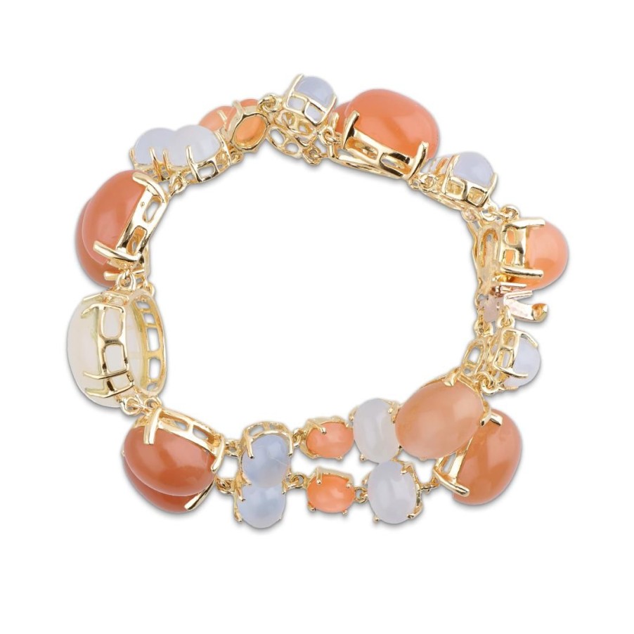 Gioielli STANOPPI | Bracciale In Oro Con Moon Stone E Calcedonio