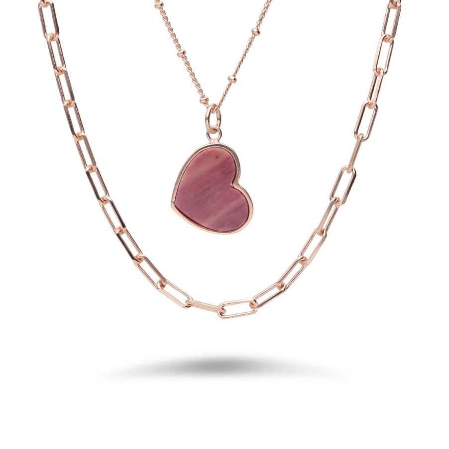 Gioielli BRONZALLURE | Collana Due Fili Con Pendente A Cuore