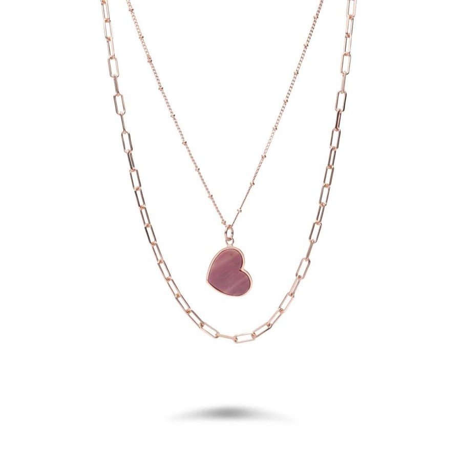 Gioielli BRONZALLURE | Collana Due Fili Con Pendente A Cuore