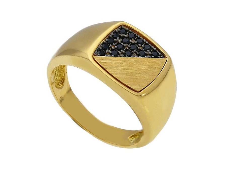 Gioielli ORO&CO | Anello Chevalier In Oro Con Spinello Nero