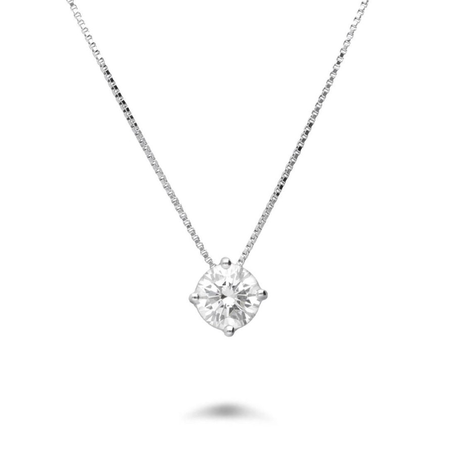 Classici Con Diamanti Naturali ALFIERI & ST. JOHN | Collana Punto Luce In Oro Bianco Con Diamanti Ct. 0,52