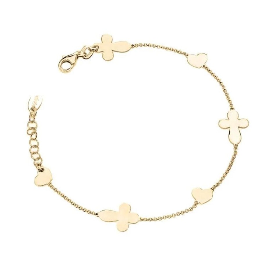 Gioielli AMEN | Bracciale In Argento Con Ciondoli Ad Angelo E Cuore