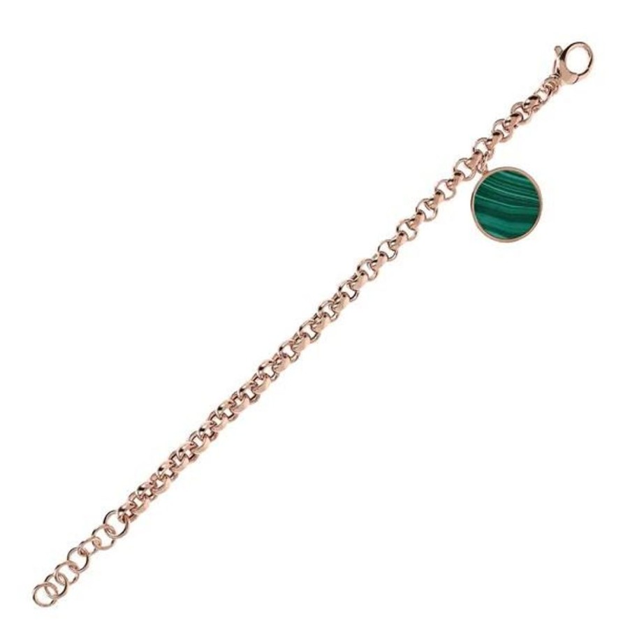 Gioielli BRONZALLURE | Bracciale Catena Con Ciondolo In Malachite