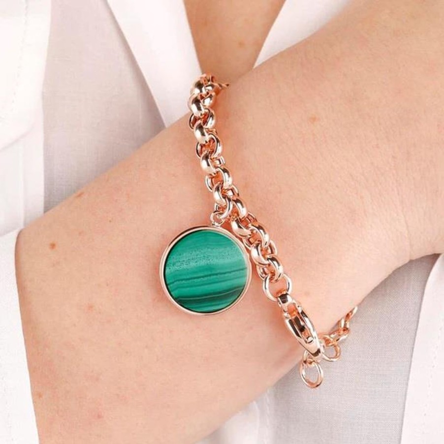 Gioielli BRONZALLURE | Bracciale Catena Con Ciondolo In Malachite