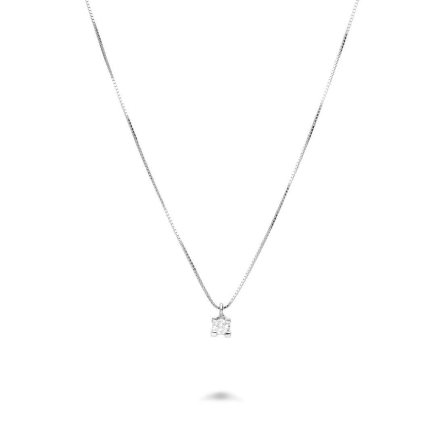 Classici Con Diamanti Naturali ALFIERI & ST. JOHN | Collana Punto Luce In Oro E Diamante Ct. 0,10