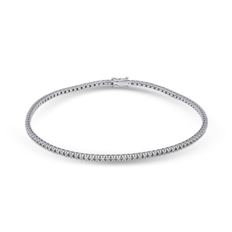 Classici Con Diamanti Naturali ORO&CO | Bracciale Tennis In Oro Bianco E Diamanti Ct 0.28