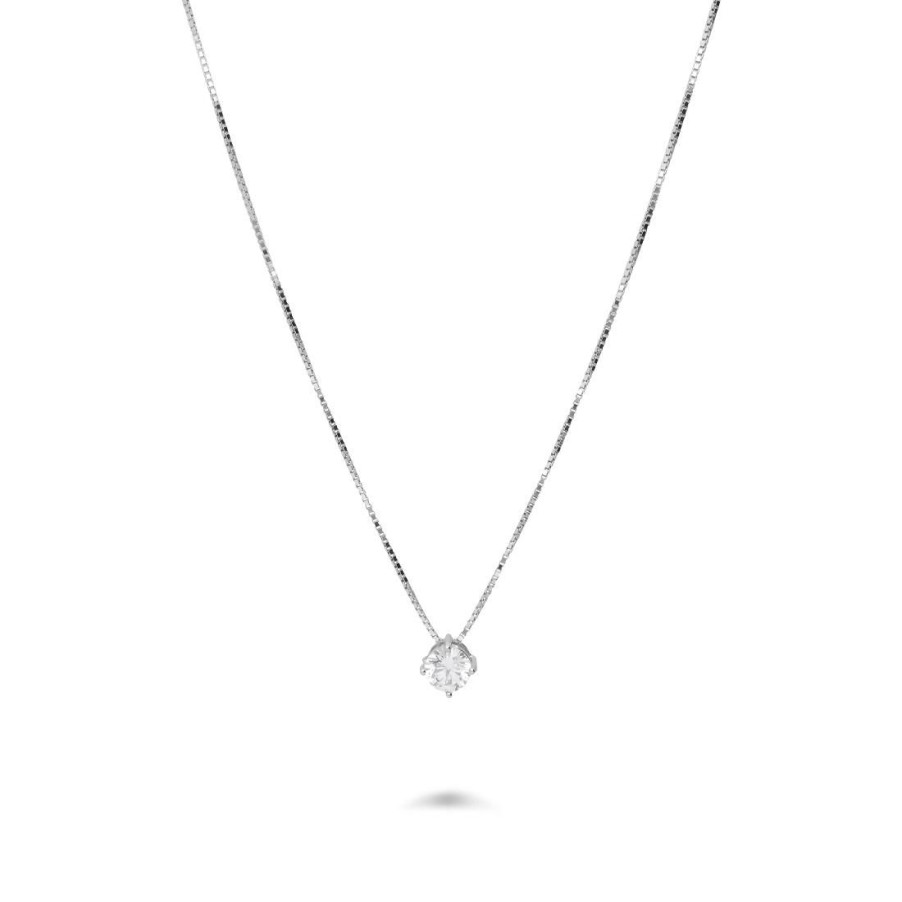 Classici Con Diamanti Naturali ORO&CO 925 | Collana Punto Luce In Argento