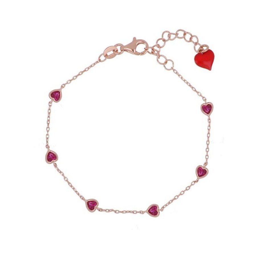 Gioielli CUORI MILANO | Bracciale In Argento Rosato Con Cuori