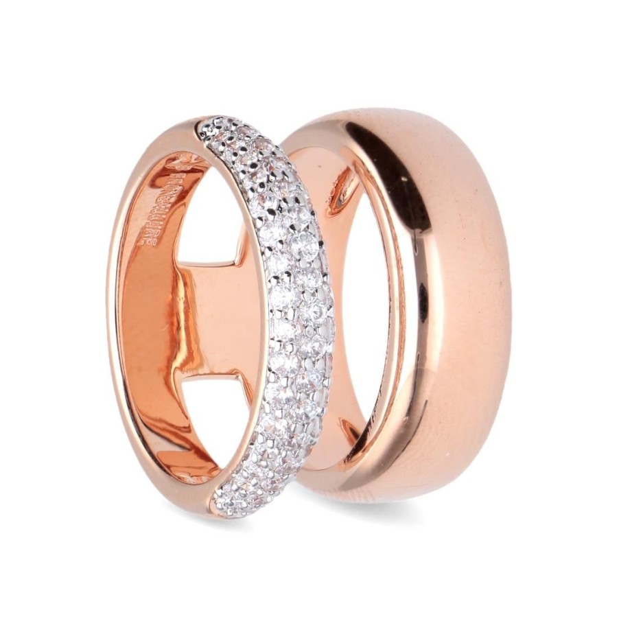 Gioielli BRONZALLURE | Anello In Oro Rosa Con Zirconi