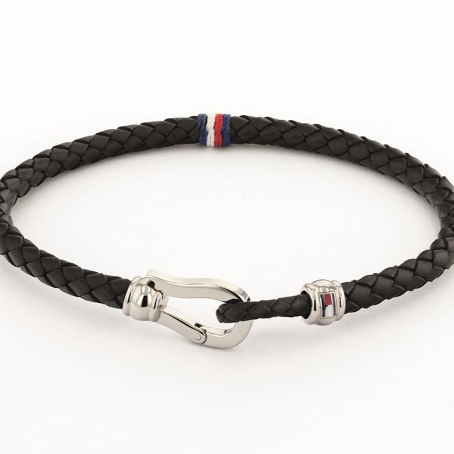 Gioielli TOMMY HILFIGER | Bracciale Uomo In Pelle Nero